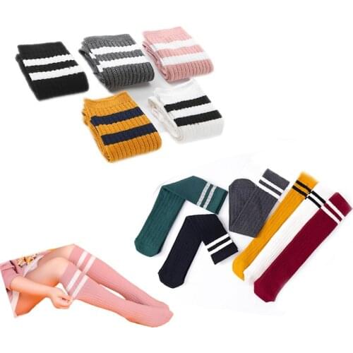 Cotton Striped Student Childrens Football Skarpetki Meias Knee Socks Kids High Girls Baby Long kniekousen meisje Boys