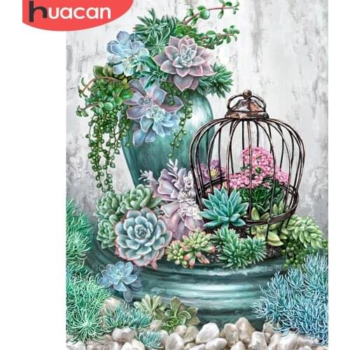 HUACAN Diamond Embroidery Cross Stitch Flower Diamond Painting 5d Diamond Mosaic Full Square Decoration Home