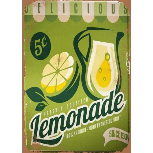 Soda Soft Drink Lemonade Classic Metal Tin Sign Vintage Look Sign Metal Plate for Home Bar Coffee Club Wall Art Decor