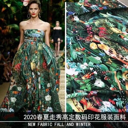 2020 spring and summer new print animal kingdom tropical jungle imitation cotton and stretch satin digital printing clothing