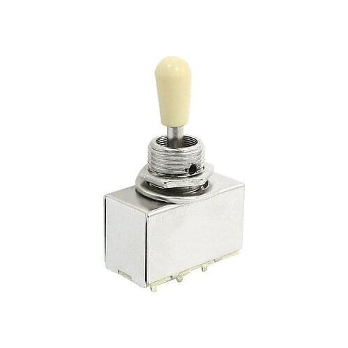 Panel Mount Beige Knob Chrome Box 3 Way Toggle Switch for Electric Guitar
