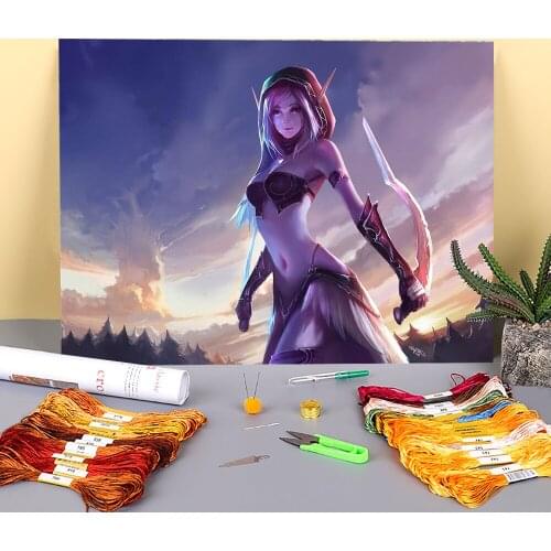 World Of Warcraft Printed 11CT Cross Stitch Complete Kit Embroidery DMC Threads Craft Sewing Hobby Painting For Adults Floss