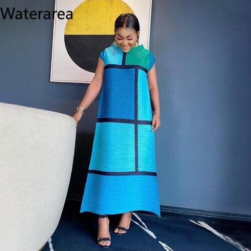 Waterarea Spring Plus Size L-4XL Women Short Sleeve Bodycon Long Dress Streetwear Maxi Striped Print Loose Dresses Vestidos