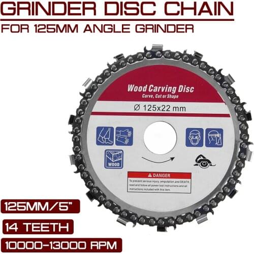 Upgrade 5 Inch Grinder Disc and Chain 14 Tooth Fine Abrasive Cut Chain Electricity For 125mm Angle Grinder