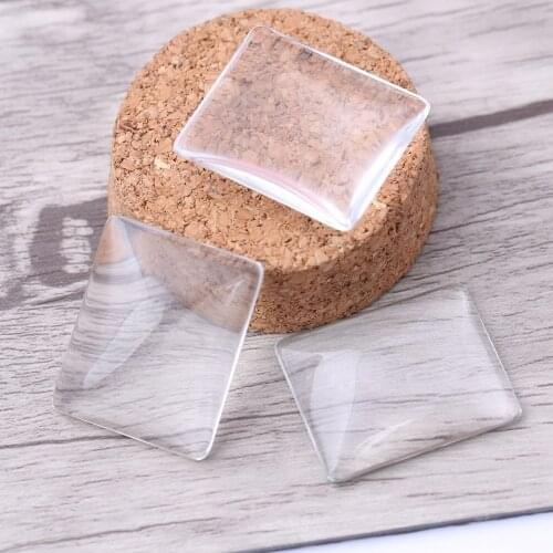 Onwear 20pcs 25x30mm rectangle transparent clear glass cabochon flat back diy jewelry findings