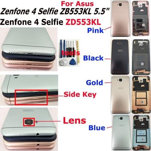 100% Orig New 5.5" For Asus Zenfone 4 Selfie ZB553KL / ZD553KL X00LD Rear Back Door Housing Battery Cover + Lens Side Key