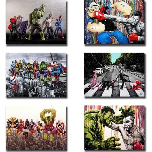Marvel Avengers Superheroes Print Posters In The Toilets Funny Hero for Kids Room Decoration Wall Art Canvas Painting Cuadros