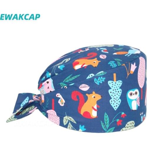 Unisex Scrub Cap Printed Doctors and Nurses Novel Surgeon Dentist Lab Clinic Pet Working Hat Cotton Surgical Caps for Women Men