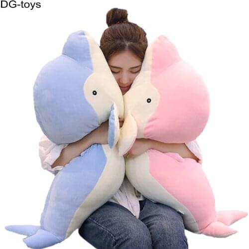 Super Soft blue dolphin Plush Pillow Stuffed Sea World Animals Pink dolphin Hug Message Pillow Cute Sleeping leg pillow Cushion