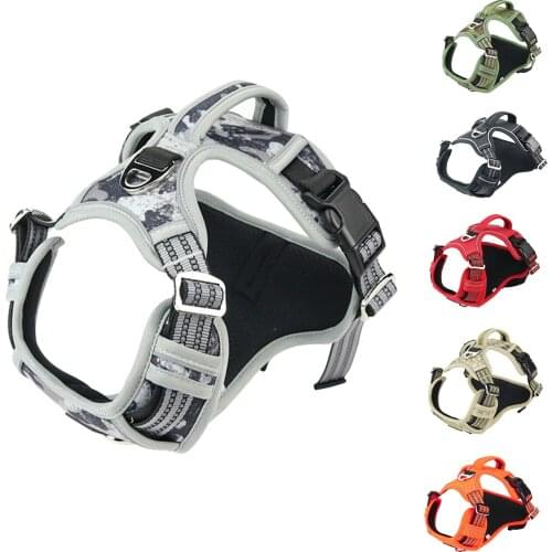 1000D Oxford Cloth Reflective Pet No Pull Dog Harness Dog Vest with Vertical Handle Adjustable Dog Collars For Large Medium Dogs