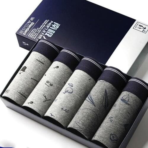 5pcs/Lot 5XL Underwear Men Boxer Shorts Panties Solid Shorts Brand Underpants fat Boxer Cotton Breathable Mid Waist Shorts Men