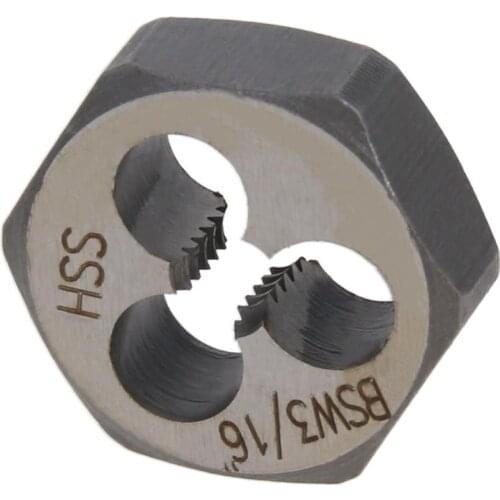 Utoolmart Hex Rethreading Die BSF 1/4 BSW 3/16 BSW 5/16 BSW 3/8 High Speed Steel Hex Threading Dies Hand Tool For Machining 1pc