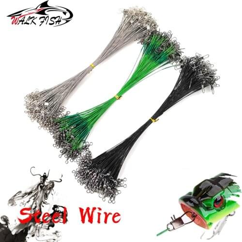 WALK FISH 10/15/18/20/30cm Anti Bite Fish Line 20PCS Steel Wire Leader with Swivel Fishing Accessory Leash Fishing Leader Wire