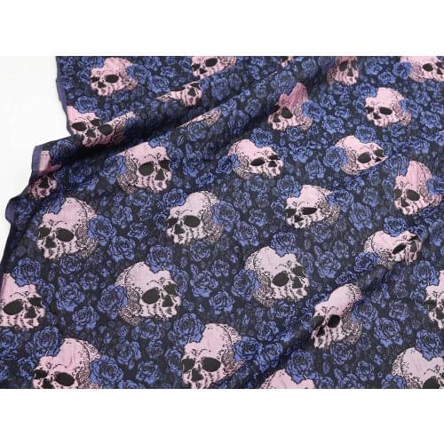 Embossed Skull Brocade Jacquard fabric for dress making 140cm wide - sold by the meter