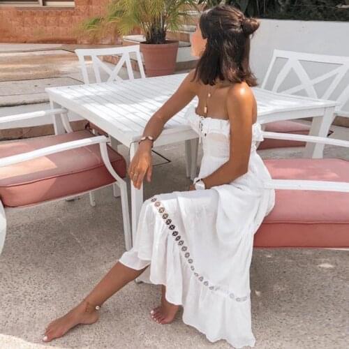 Elegant Woman Dress Spring Summer 2021 New Sleeveless Ruffled with Elastic Midi Dress Sexy Backless Beach Dress Vestidos
