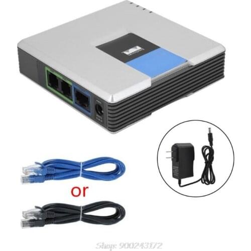 1Set VOIP Gateway 2 Ports SIP V2 Protocol Internet Phone Voice Adapter with Network Cable for Linksys PAP2T S10 20 Dropship