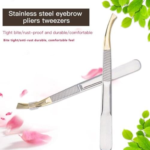 1 Pc Eyelashes Tweezers Stainless Steel Slanted Eyebrow Tweezers Multifunctional Eye Brow Clips Anti-static Tweezers Makeup Tool