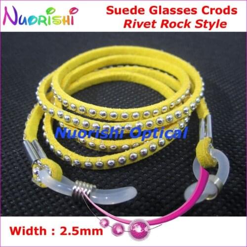 10pcs Fashion Rivet Rock Style Suede Eyeglasses Sunglasses Eyewear Spectacle Lanyard Cords Chain Width 2.5mm Free Shipping L721