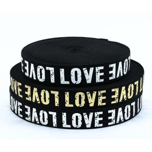 2 Yards Elastic Band Printing LOVE Rubber Webbing Classic Pattern Letter Love Elastic Belt for Clothing Trousers Sewing Supplies