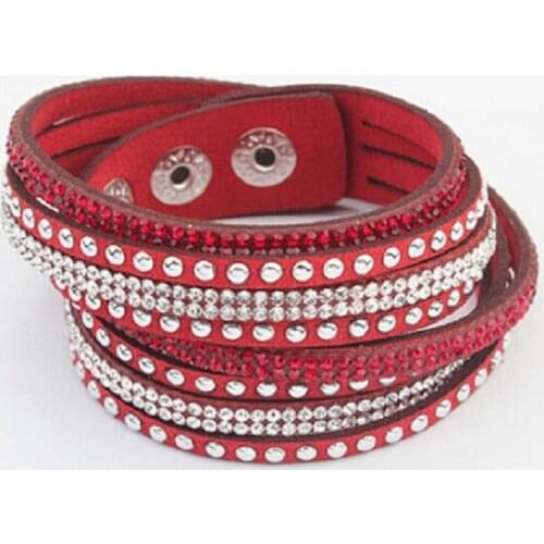 2016 Hot Selling ! New Womens Red Fashion Leather Bracelets For women Christmas Gifts New Year 18 Color ChoicesFree Shipping