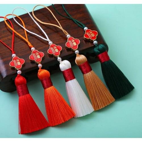 5pcs/lot Lucky Tassels 5cm Charms Good Luck Clover Decorative Blessing Tassel Pendant DIY Jewelry Findings Accessories