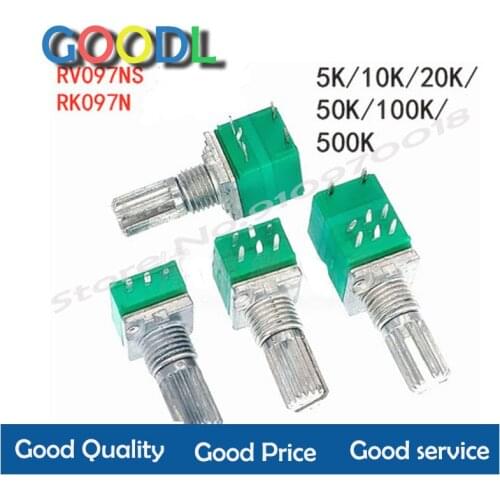 5 pces rv097ns/rk097ns potenciômetro de volume 3/5/6/8pin valor de resistência b5k 10 k 20 k 50 k 100 k potenciômetro ajustável