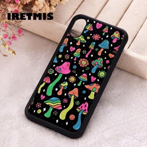 Iretmis 5 5S SE 2020 Phone Cover Case for iPhone 6 6S 7 8 Plus X Xs XR 11 12 Mini Pro Max Silicone TPU Rainbow Mushrooms