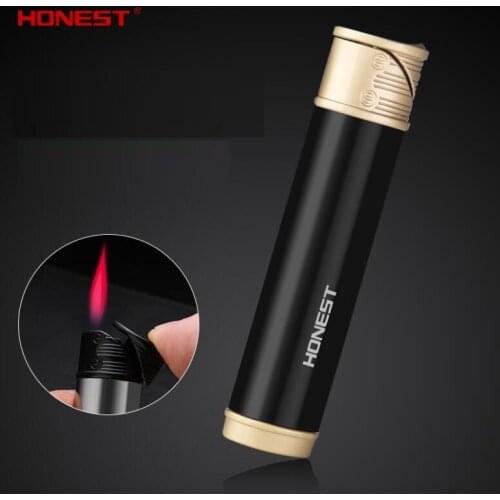 Honest Genuine Personality Straight Flame Inflatable Gas Lighter Creative Mini Portable Cylinder cigarette Set