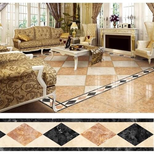 Decorative Self-adhesive Tile Baseboard Wall Stickers 3D Relief Rustic Tile Vintage Wallpaper Borders for Living Room Tile