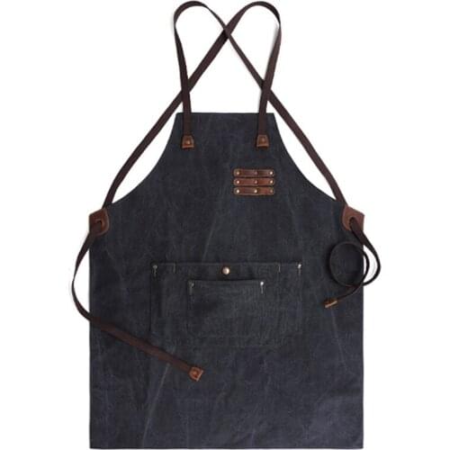 Long Canvas Apron Cotton Strap Barista Bartender Baker BBQ Chef Uniform Florist Carpenter Gardener Artist Painter Work Wear D89