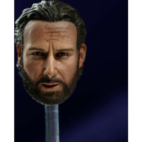 1/6 Scale Rick Grimes Sheriff Andrew Lincoln Head Sculpt Model Carved Fit 12'' TBLeague PH Action Figure Man Male Body