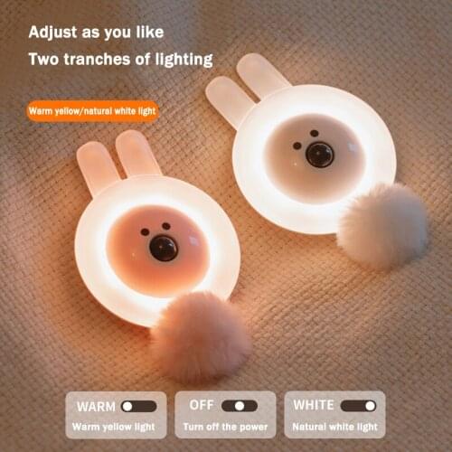 Rabbit Bear Induction Light Creative Magnetic Cabinet Smart LED Childrens Wireless Human Body Induction Night Light