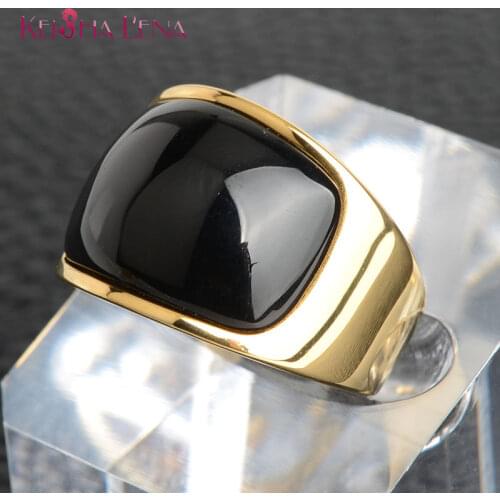 Keisha Lena 2020 New Oval opals Stone Rings For Men Woman Gold Color Stainless Steel Fashion Wedding Ring Accessories