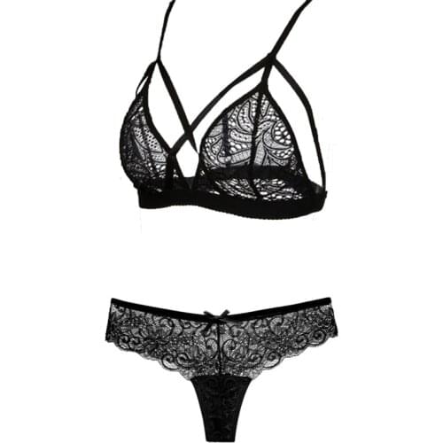 Lace Lingerie Bra+Tong Suit Sexy Underwear Women Bra and Panties Sets Lingeries Womens Intimates Temptation Bralette+Panty Set