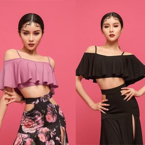 Sexy Latin Dance Costumes Women Halter Cropped Top Samba Rumba Practice Latin Dancewear Ballroom Dance Costumes for Girls XS2020