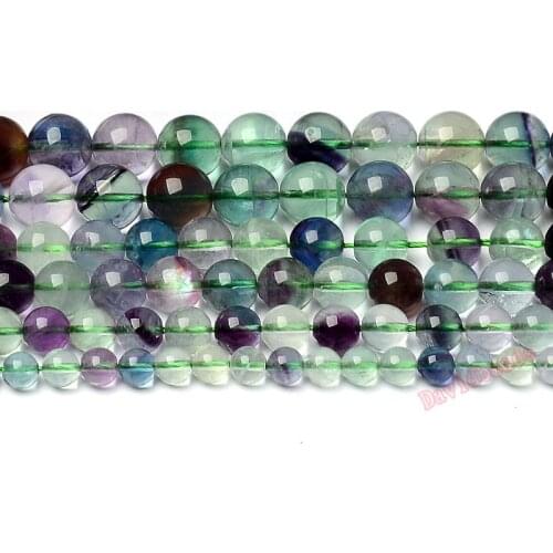 Factory price Natural Stone Colorful Fluorite Round Loose Beads 16" Strand 4 6 8 10 12MM Pick Size For Jewelry Making