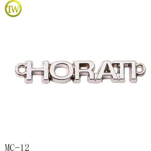 Custom c brand letter logo metal tag, metal tag for garment, metal tag label clothing