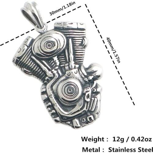 Men Boy 316L Stainless Steel Big Classic Engine Pendant