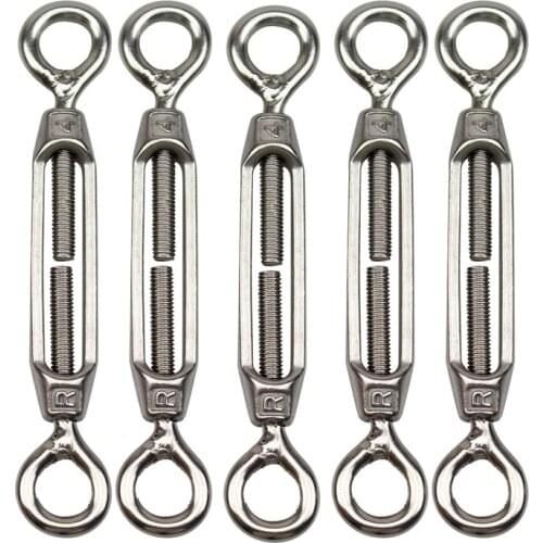 M4 Stainless Steel 304 Eye & Eye Turnbuckle Wire Rope Tension (5Pcs)