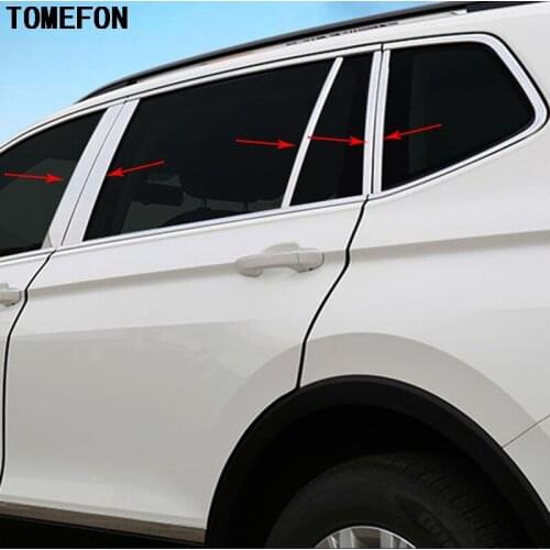 Stainless Steel For Volkswagen VW Tiguan Second Generation 2017 2018 Side Door Window Frame Center Pillars B+C Cover Trims