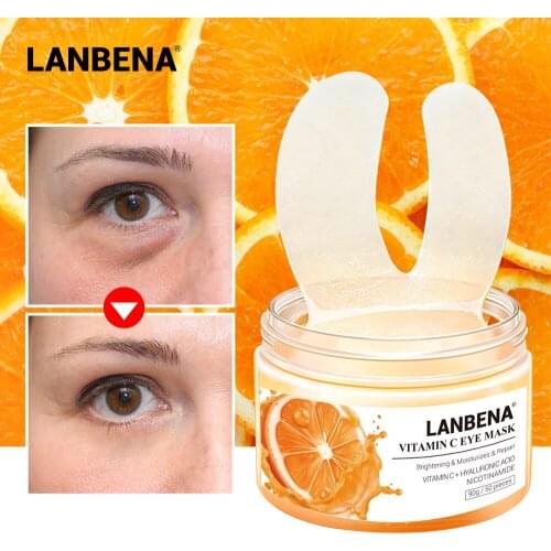 LANBENA Vitamin C Eye Mask Eye Patches Serum Remove Eye Bag Eye Lines Improve Dark Circle Firming Brighten Lifting Repair 50PCS