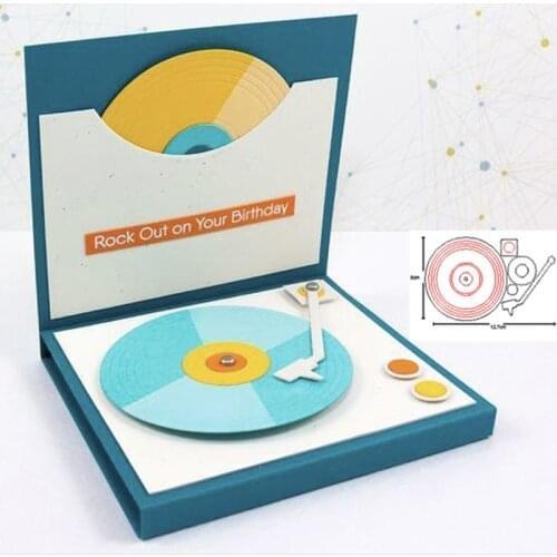 Craft Dies Record Player Phonograph Metal Cutting Dies Stencils Dies for DIY Scrapbooking Papers Cards Making Embossing Dies Cut