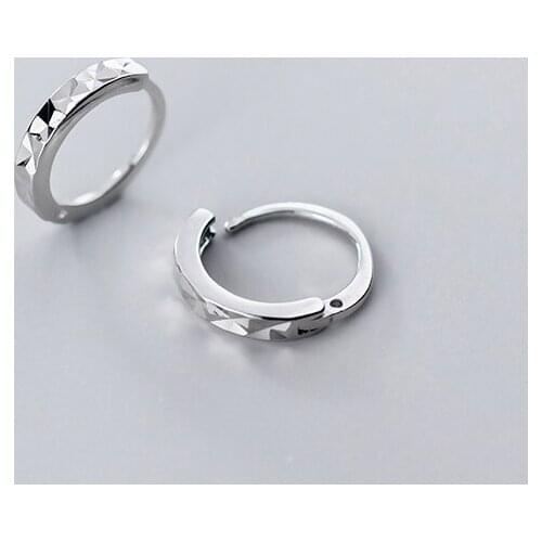 Geometry Sweet Simple Small 925 Sterling Silver Hoop Earrings For Women Retro Glitter Korean Jewelry Aesthetic Gift