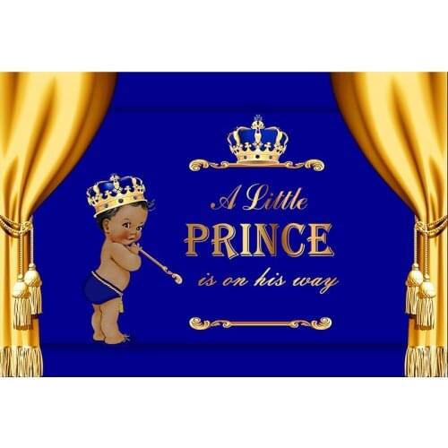Mehofoto Blue Newborn Baby Shower Photography Backdrop Royal Crown Photo Background Studio Prince Party Decoration Photo 137