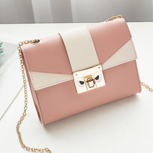 Contrast Color Bag Cover Womens Shoulder Small Square Bag Cute Metal Crossbody Mobile Phone Coin Purse Chain Handbag