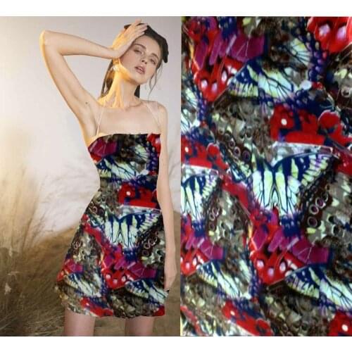 Telas woven damask traditional silk tissu fabric meters cheongsam kimono violet butterfly 19mm silk textile fabric Fashion skirt