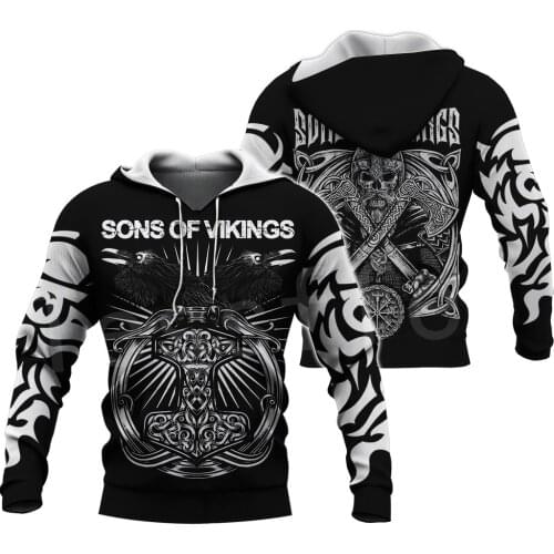 Tessffel Unisex Vikings Symbol Tattoo Viking Warriors NewFashion Harajuku MenWomen 3DPrint zipper/Sweatshirts/Hoodies/Jacket s-7