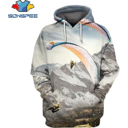 SONSPEE Skydiving 3D Print Men Women Hoodie Hip Hop Excitement Long Sleeve Sweatshirt Coat Paraglider Glider Mens Pullover Tops