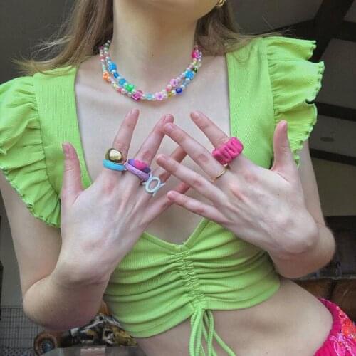 2021 Fashion Trend Sexy Sleeveless Ruffle T-Shirt Women V Neck Drawstring Slim FIt Crop Top Holiday Summer Casual Short Tops Tee