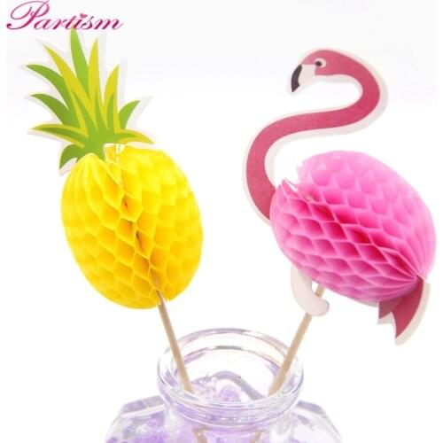 20PCS Flamingo Cupcake Toppers DIY Cakes Topper Picks Pinapple Topper Wedding/Birthday Party Decoration Baby Shower Supplies